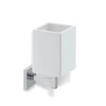 StilHaus U10-08 Wall Mounted Ceramic Toothbrush Holder with Chrome Brass Mounting